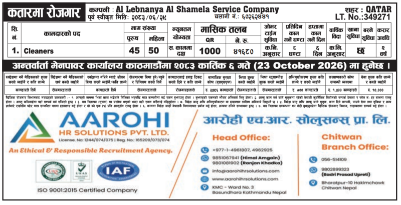 Article Image of job Qatar Employment Opportunity 95- Candidates for Al Lebnaya Al Shamela Service Company