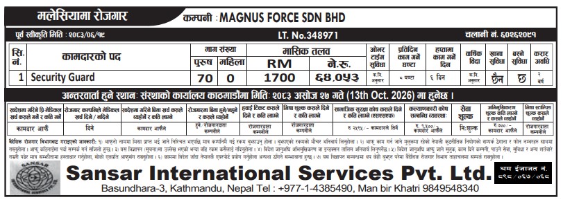 Article Image of job Security Guard Employment Vacancy in Malaysia