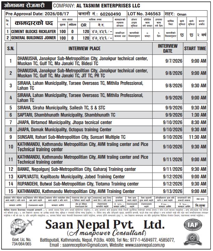 Article Image of job Opportunities for Nepalese workers to work in the Oman