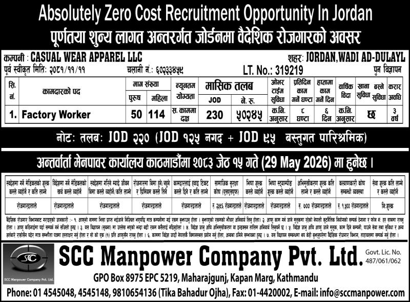 Article Image of job Absolutely Zero Cost Recruitment in Jordan