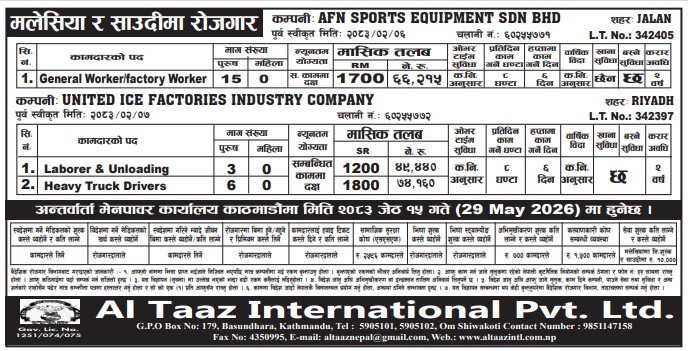 Article Image of job Opportunities for Nepalese workers to work in the Malaysia and Saudi