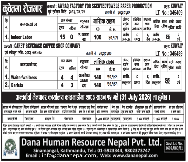 Article Image of job Kuwait vacancy for Nepalese workers 2026
