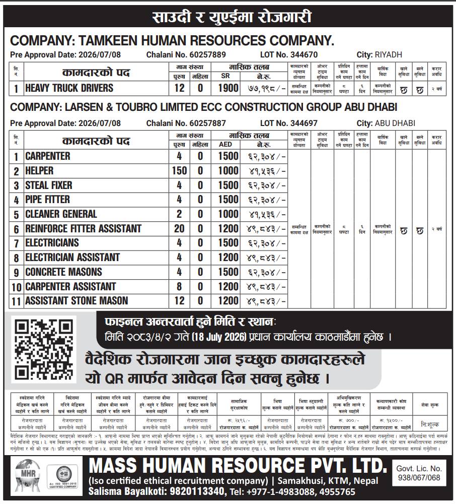 Article Image of job Opportunities for Nepalese workers to work in the Saudi and UAE