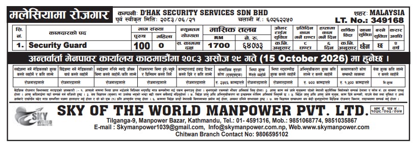 Article Image of job 100 Position For Security Guard in Malaysia Employment Opportunity