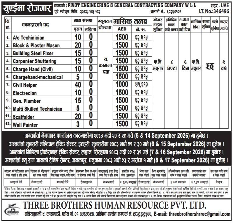 Article Image of job Job Opportunity in UAE – PIVOT ENGINEERING & GENERAL CONTRACTING COMPANY W.L.L.