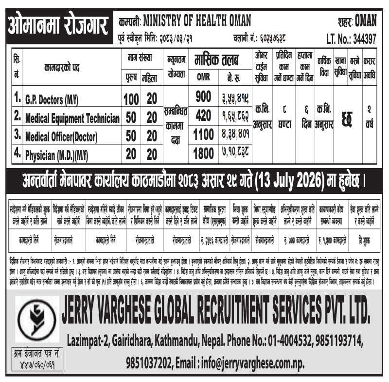 Article Image of job Oman Jobs : Nepali worker Demand