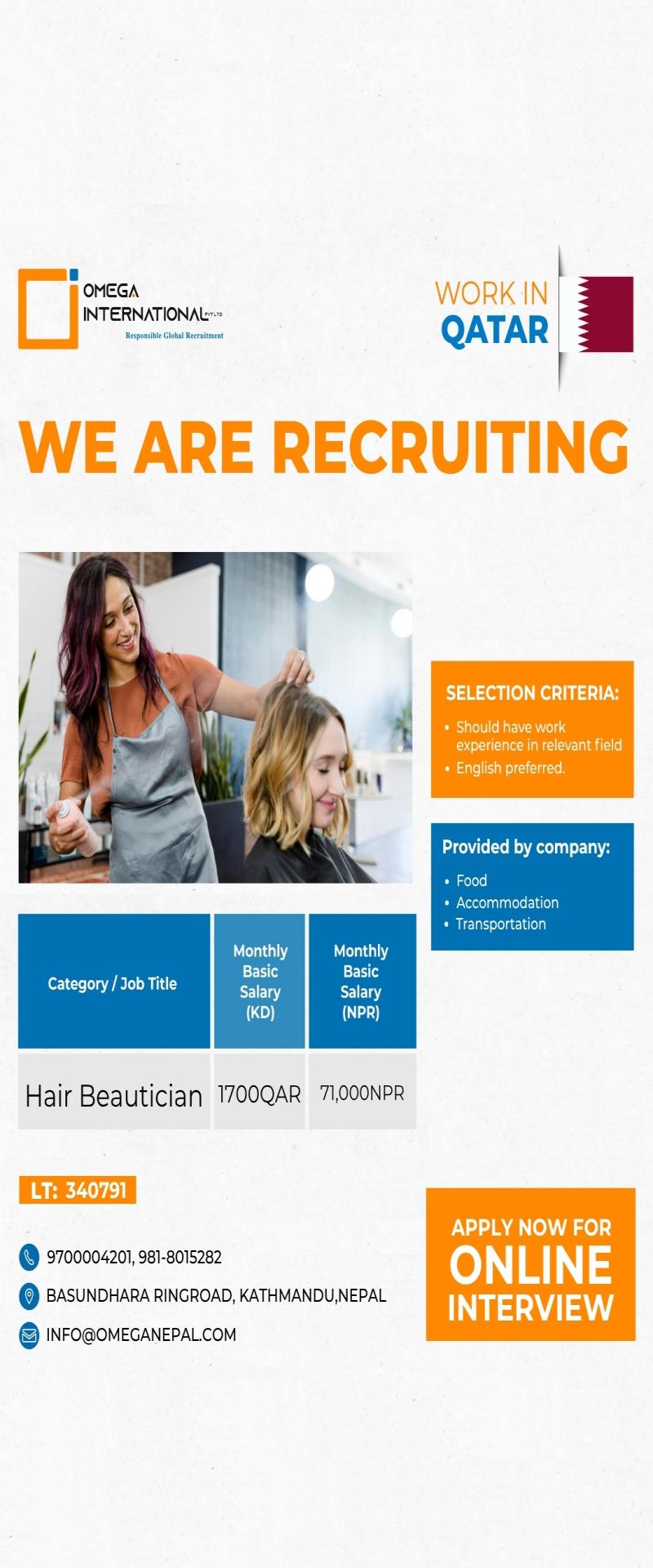 Article Image of job Beauty Salon Jobs in Qatar Hair Beautician