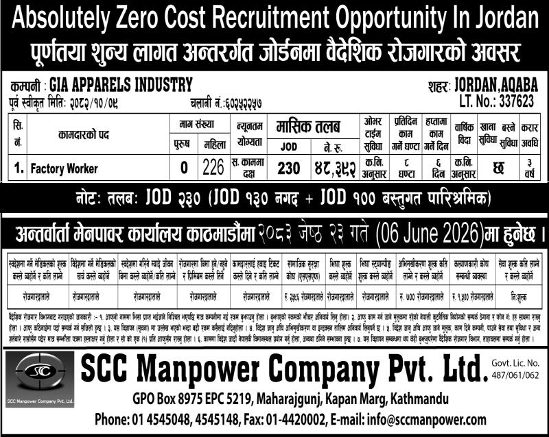 Article Image of job Absolutely Zero Cost Recruitment in Jordan
