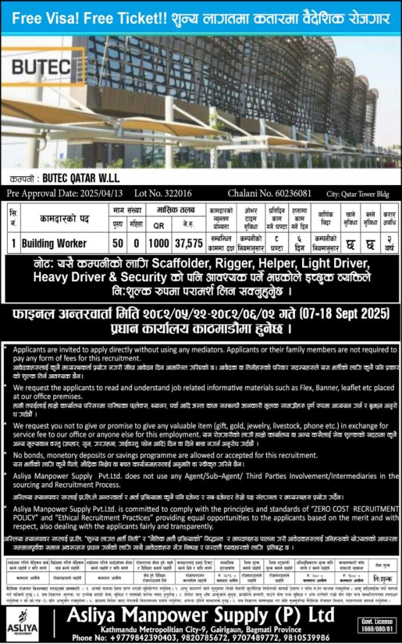 Article Image of job Completely 0 Cost (Free Visa/Ticket) Demand For Qatar