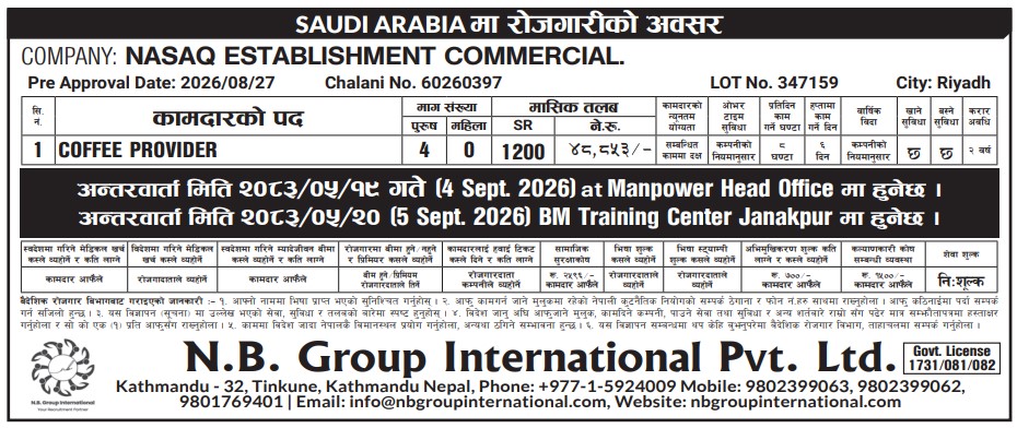 Article Image of job COFFEE PROVIDER demand in Saudi