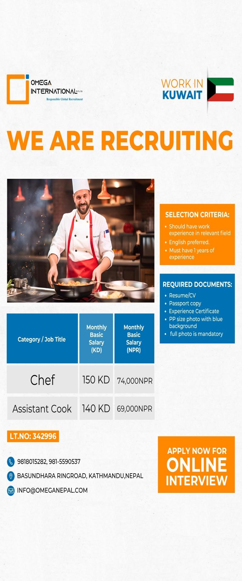 Article Image of job Kuwait Hospitality Jobs Chef | Assistant Cook
