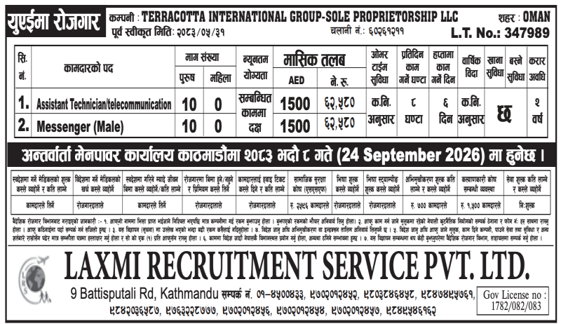Article Image of job 🇦🇪 Job Vacancies in UAE: 20 Positions Across 2 Roles at TERRACOTTA INTERNATIONAL GROUP-SOLE PROPRIETORSHIP LLC