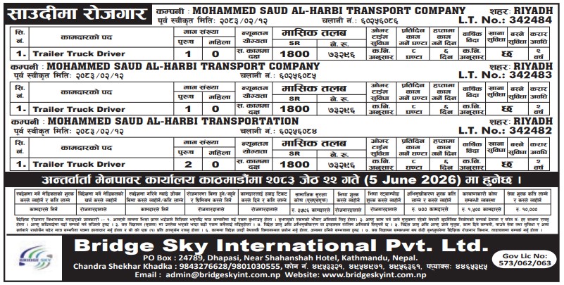 Article Image of job Trailer Truck Driver demand in Saudi