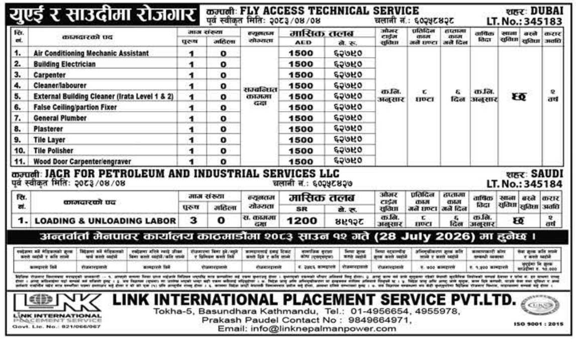 Article Image of job Work Opportunities in UAE and Saudi