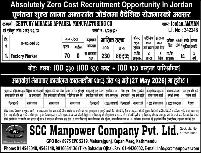 Article Image of job Absolutely Zero Cost Recruitment in Jordan