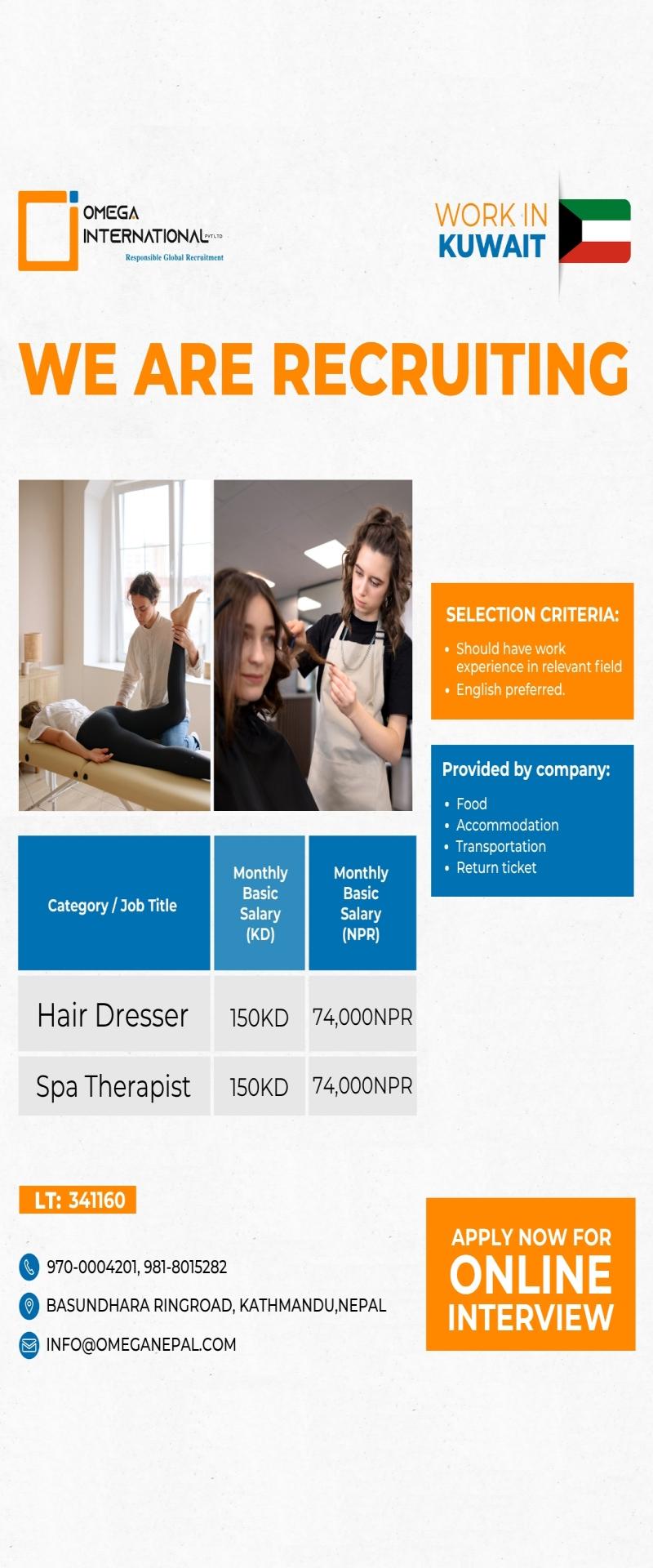 Article Image of job Exciting Career Opportunities in Kuwait Hair Dresser | Spa Therapist