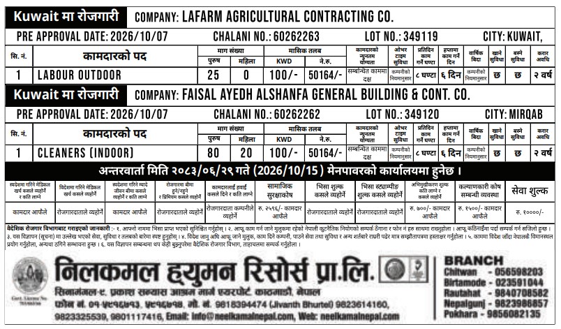 Article Image of job Opportunities for Nepalese workers to work in the Kuwait