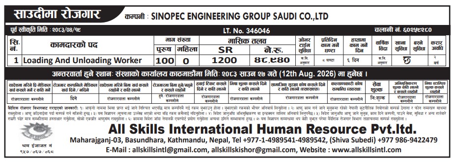 Article Image of job Saudi Arabia Job Vacancy – Loading and Unloading Worker at Sinopec Engineering Group Saudi Co. Ltd.