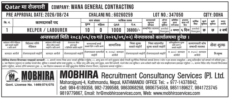 Article Image of job HELPER / LABOURER demand in Qatar