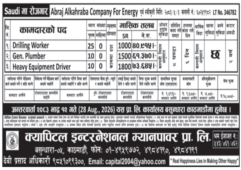 Article Image of job 🇸🇦 Job Vacancies in Saudi Arabia: 45 Positions at Abraj Alkahraba Company For Energy