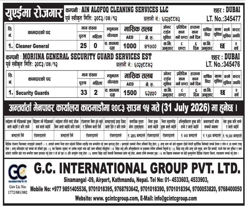 Article Image of job UAE Jobs : 60 Nepali Worker Demand