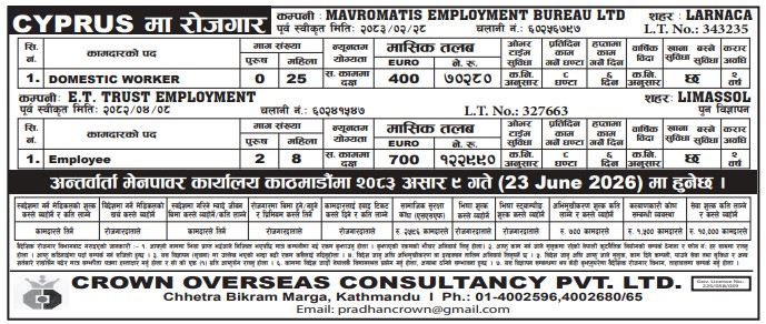 Article Image of job DOMESTIC WORKER demand in Cyprus