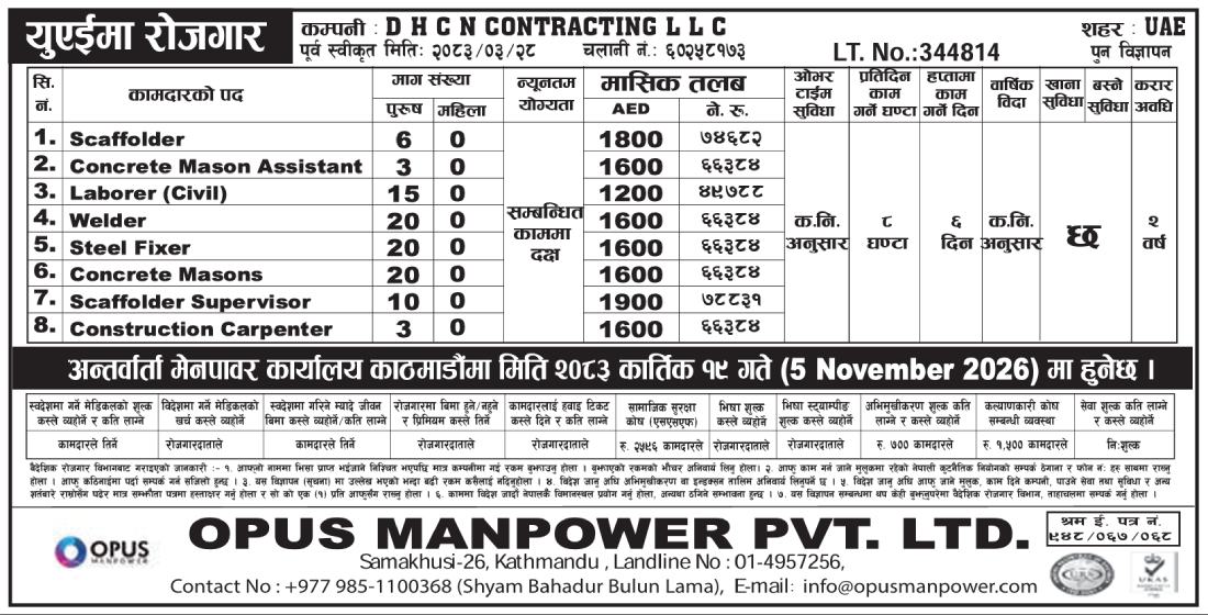 Article Image of job Jobs in UAE for different 8 Positions: Demand for 97 nos Candidates