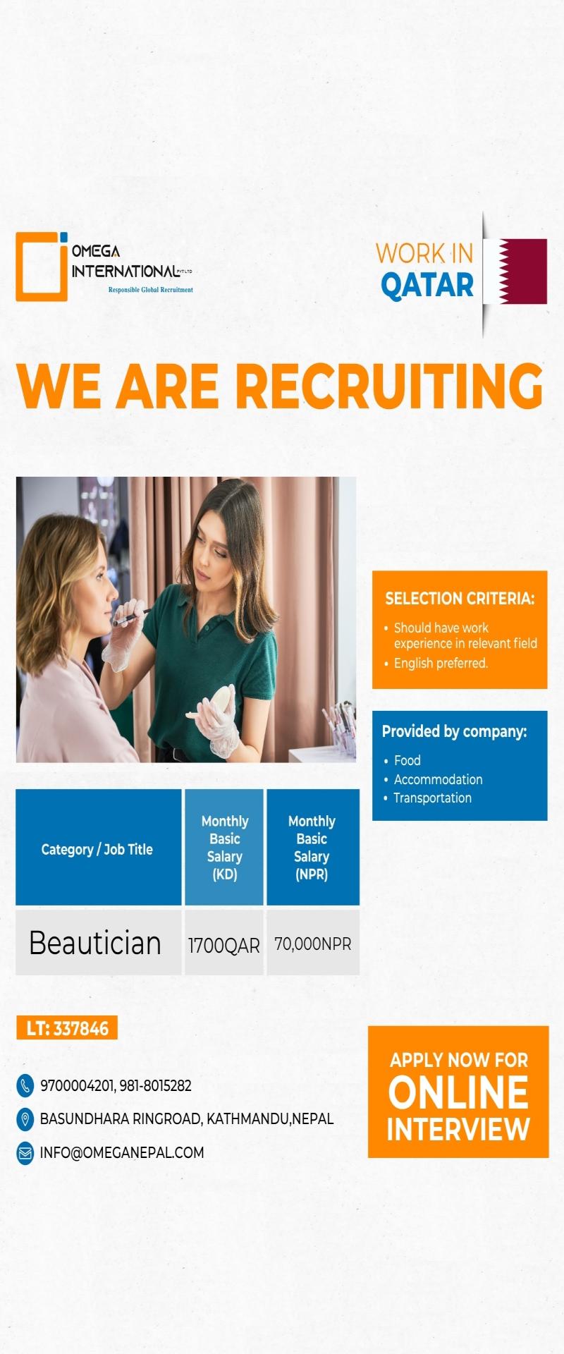 Article Image of job Beautician Jobs in Qatar