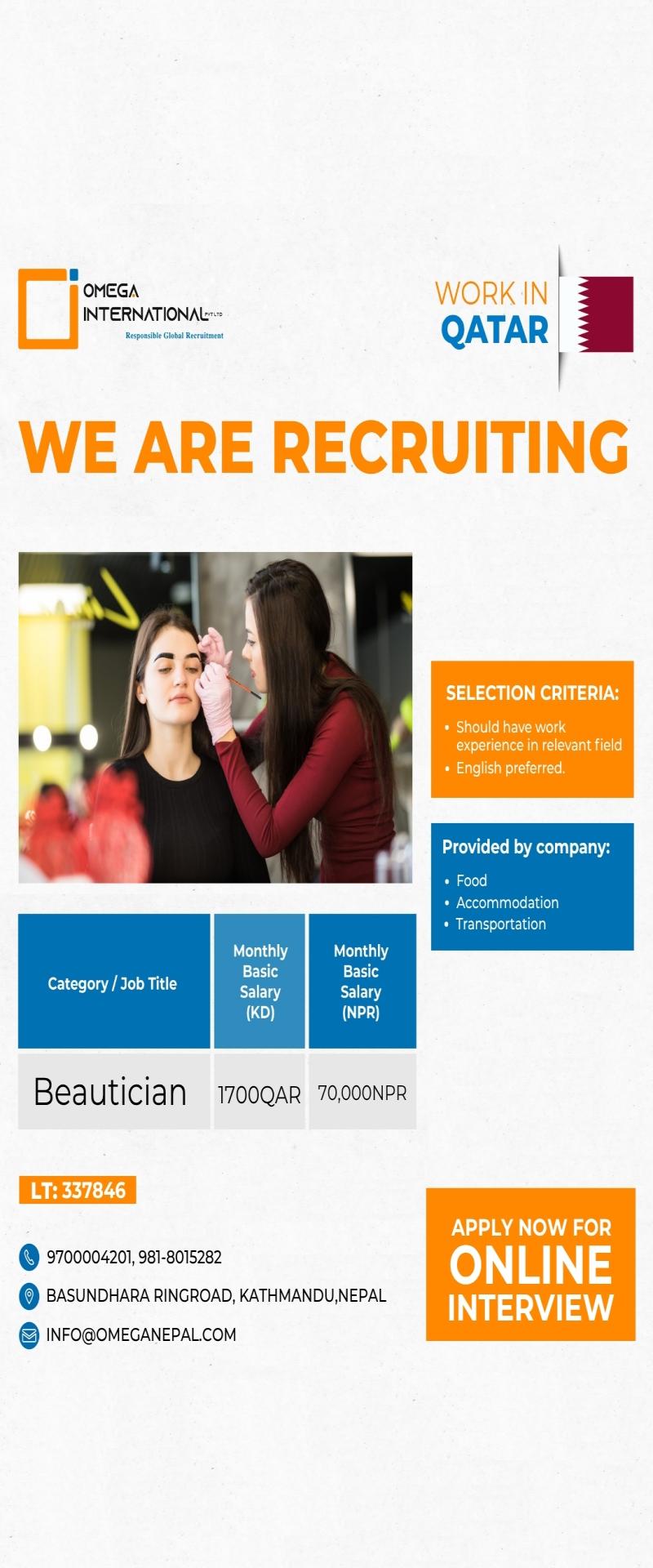 Article Image of job Beautician Jobs in Qatar