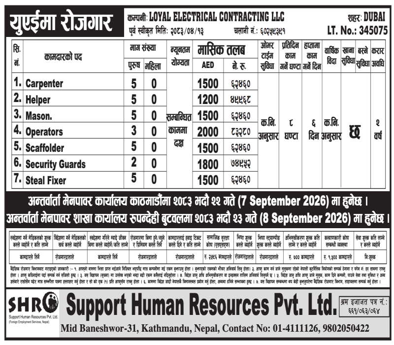 Article Image of job 🇦🇪 Job Vacancies in Dubai, UAE: 30 Positions at LOYAL ELECTRICAL CONTRACTING LLC