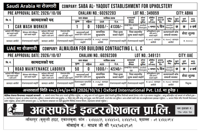 Article Image of job 51 Position Saudi Arabia & UAE Employment Vacancy for road maintenance & car wash worker