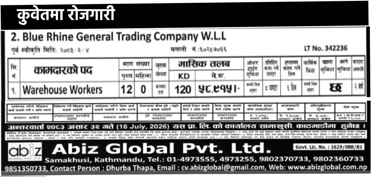 Article Image of job Kuwait Job Vacancy in Nepal 2026 – Best Salary 58915