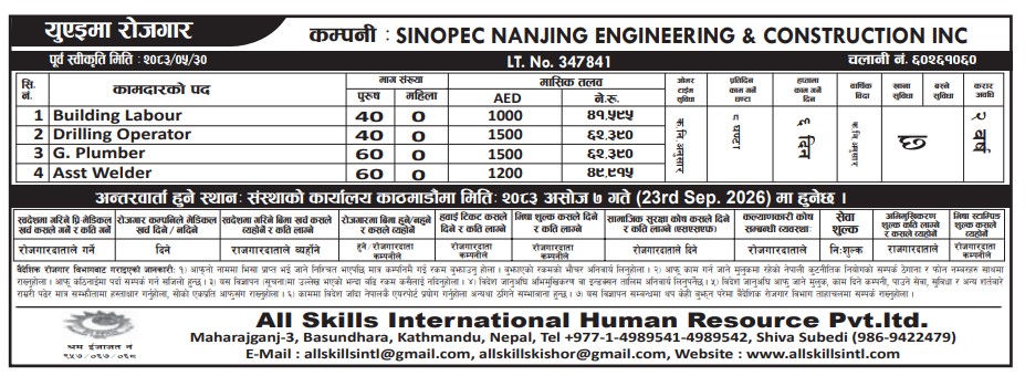 Article Image of job UAE Employment Opportunities – Sinopec Nanjing Engineering & Construction Inc.