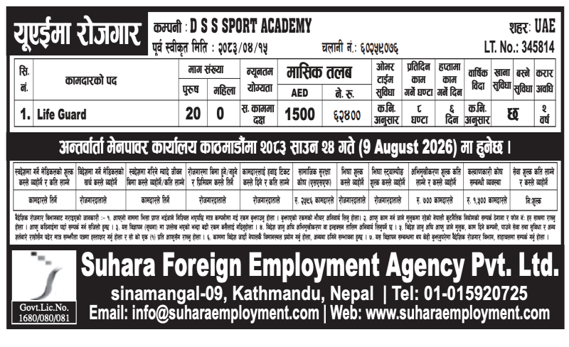 Article Image of job Life Guard Jobs in Uae, D S S SPORT ACADEMY