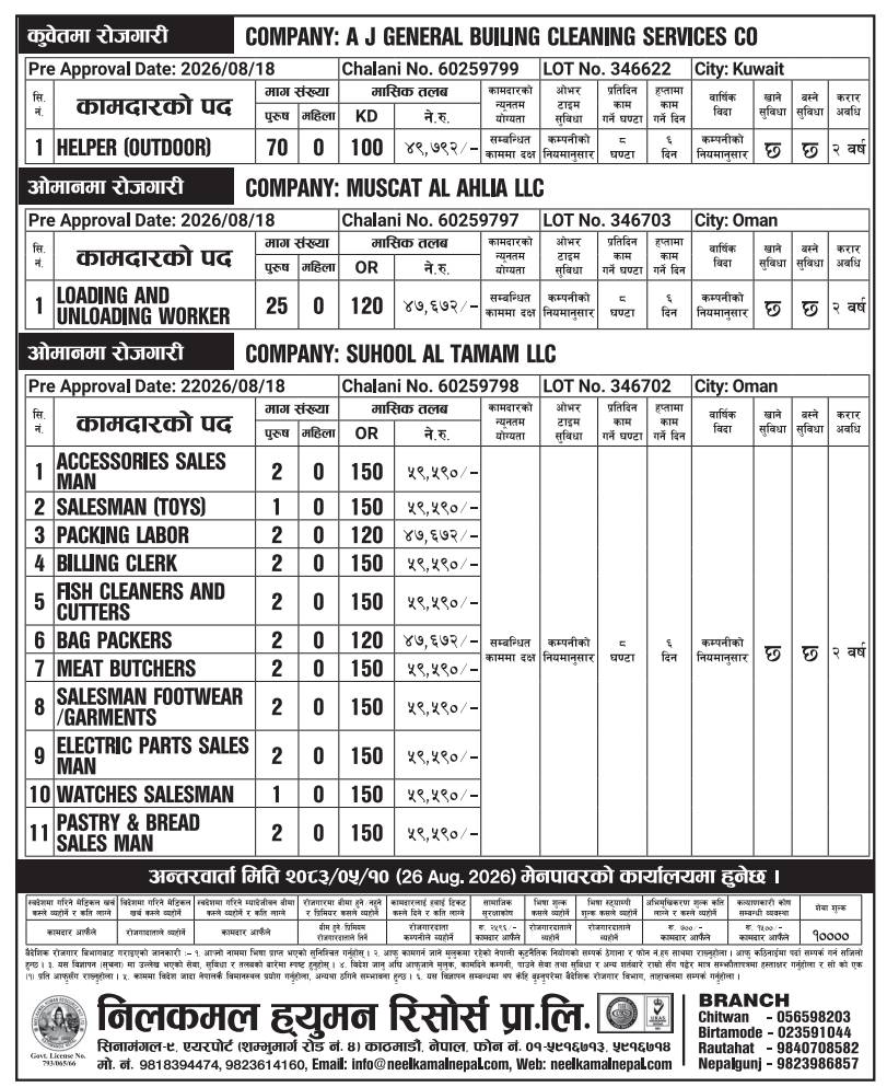 Article Image of job Opportunities for Nepalese workers to work in the Kuwait and Oman