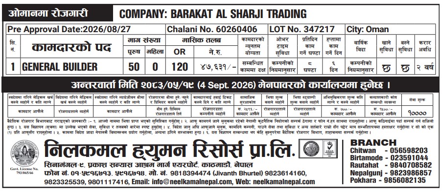 Article Image of job Opportunities for Nepalese workers to work in the Oman