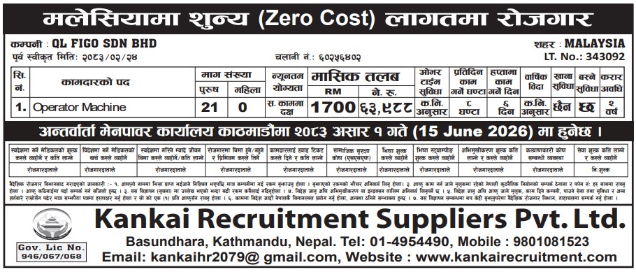 Article Image of job Machine Operator demand in Malaysia with good salary