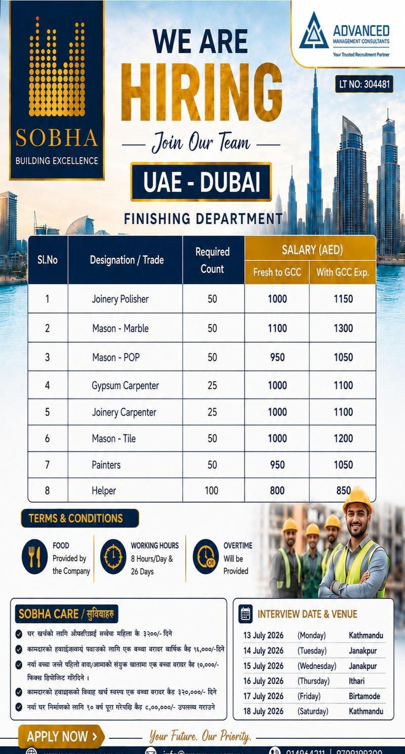 Article Image of job SOBHA-UAE URGENT REQUIREMENTS