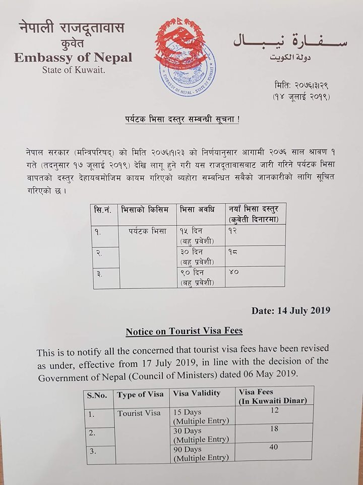 Important Notice !! By Embassy of Nepal State of Kuwait